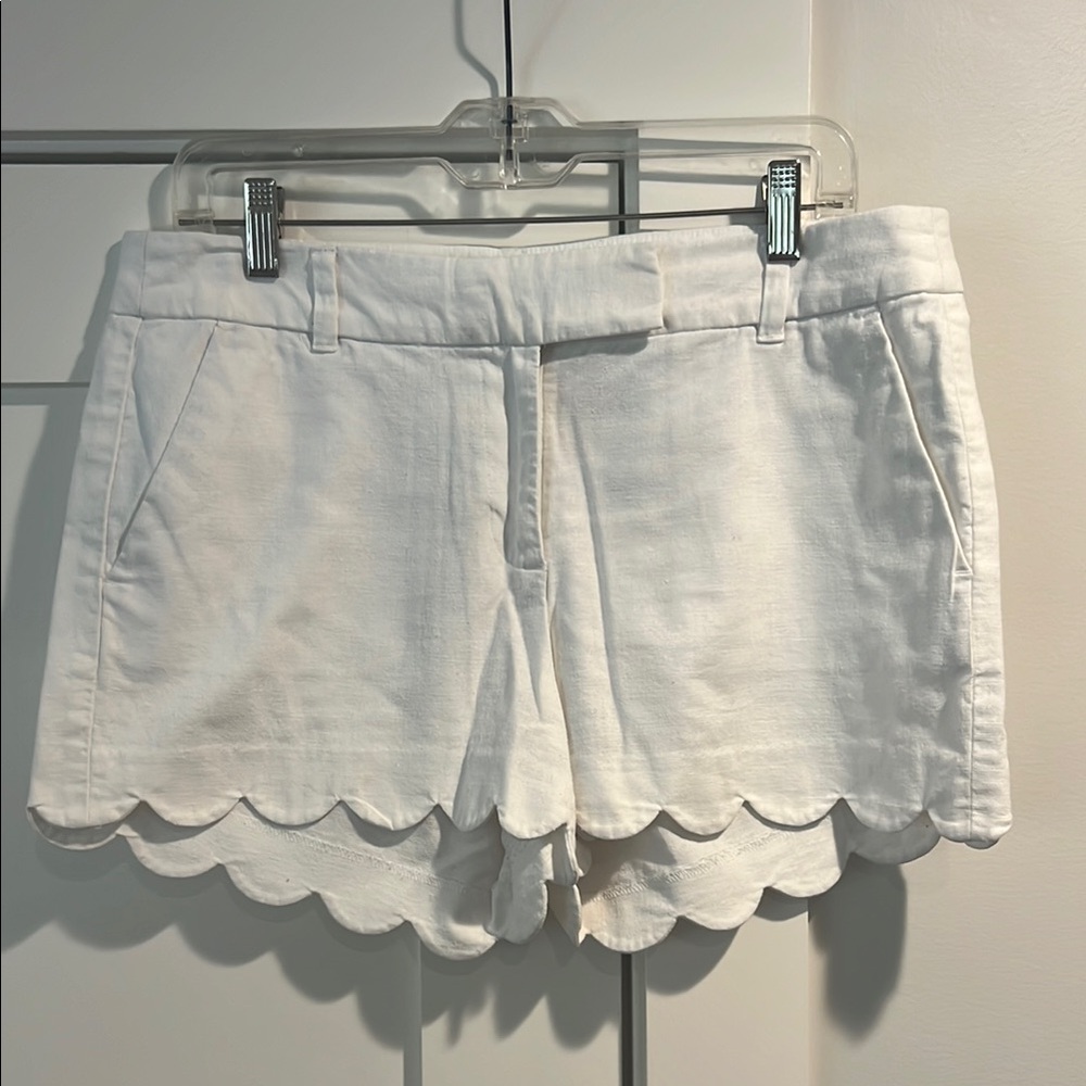 J. Crew White Scalloped Hem Women Shorts